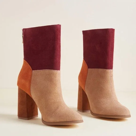 Chinese Laundry Classic Color Block Mod Mid Calf Boot, Camel Multi Suede so cool - Picture 3 of 15
